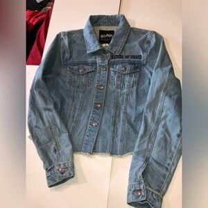 Harry Potter Deathly Hollows Crop Denim Jacket Women's S Master of Death Small